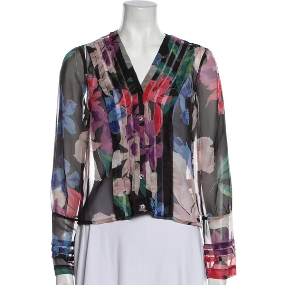 JILL STUART Floral Print Button-Up Top and Ruffle Skirt Size 8 - Picture 2 of 4